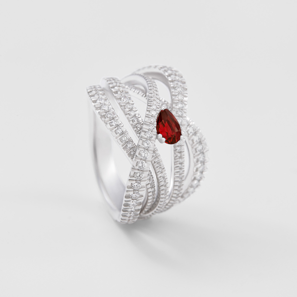 white gold with diamonds and ruby ring