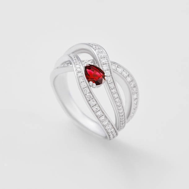 white gold with diamonds and ruby ring