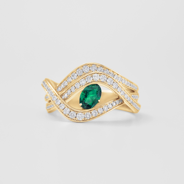 rose gold with diamonds and emerald ring