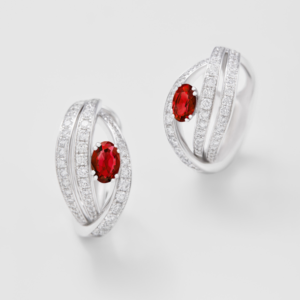 white gold with diamonds and rubies earrings