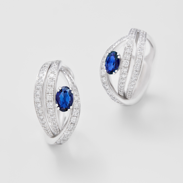 white gold with diamonds and sapphires earrings