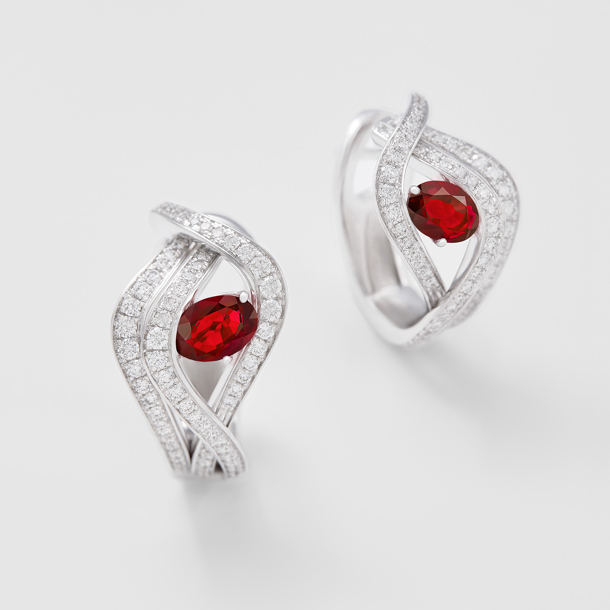 white gold with diamonds and rubies earrings