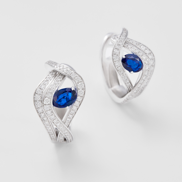 white gold with diamonds and sapphires earrings