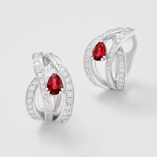 white gold with diamonds and rubies earrings