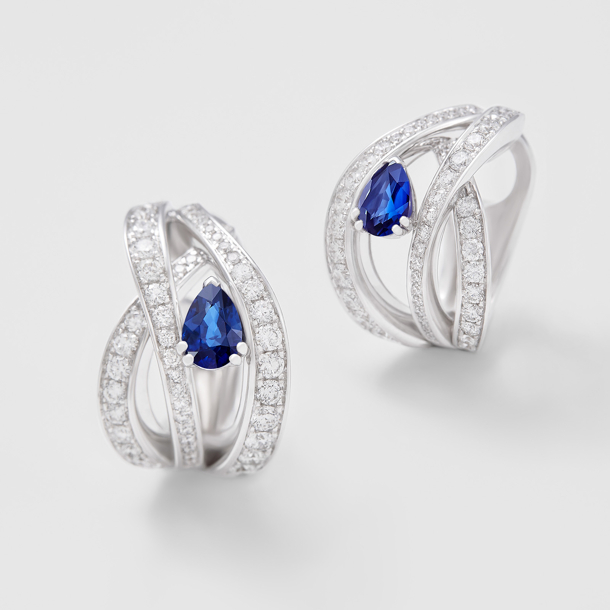 white gold with diamonds and sapphires earrings