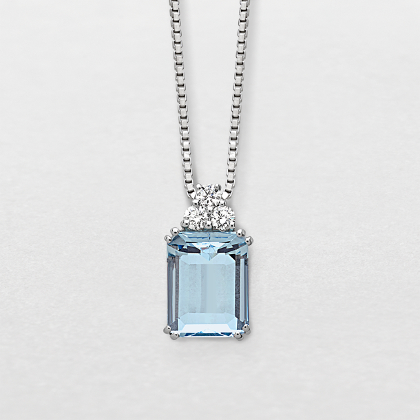 white gold with diamonds and aquamarine necklace