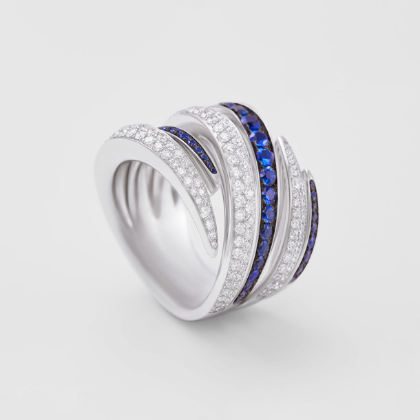 white gold with diamonds and sapphires ring