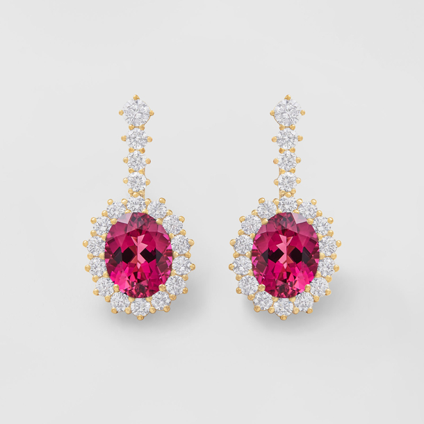 rose gold with diamonds and pink tourmalines earrings