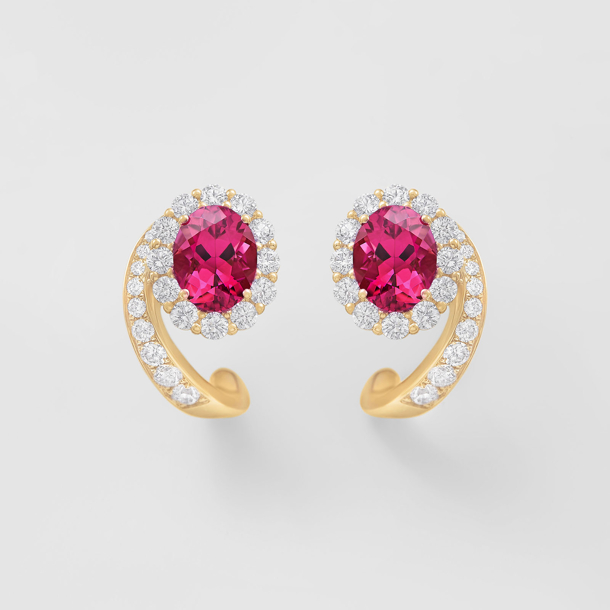 rose gold with diamonds and pink tourmalines earrings