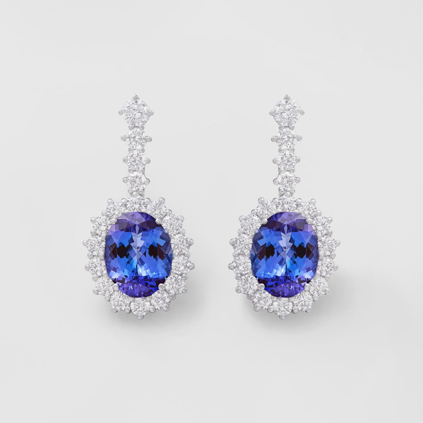 white gold with diamonds and tanzanites earrings