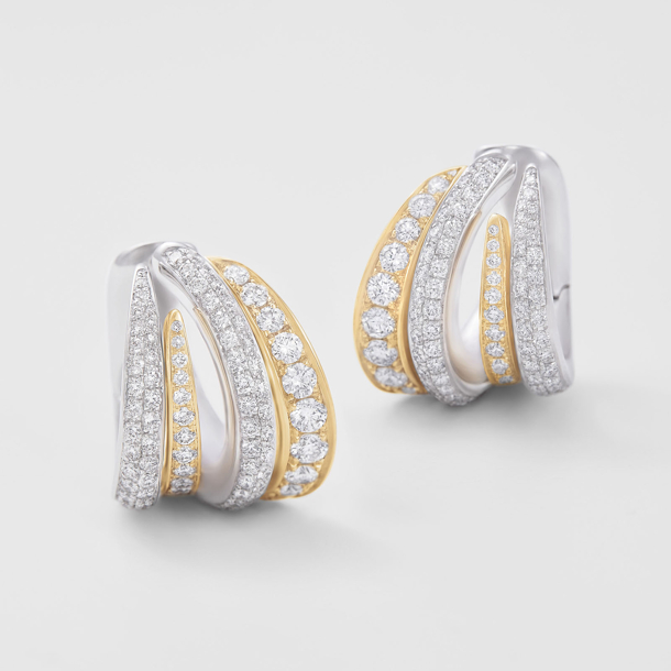 white and rose gold with diamonds earrings