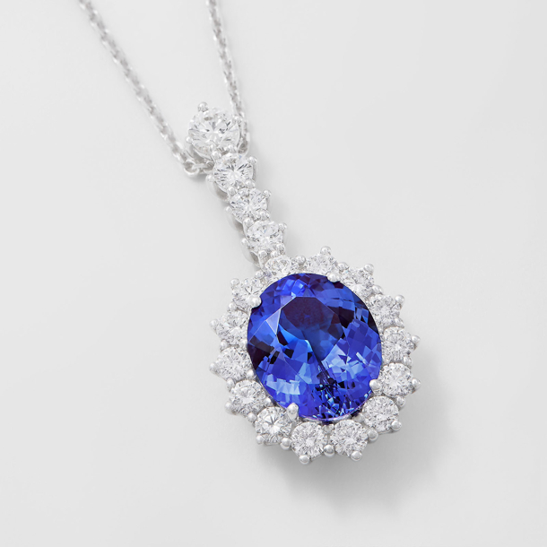 white gold with diamonds and tanzanite necklace