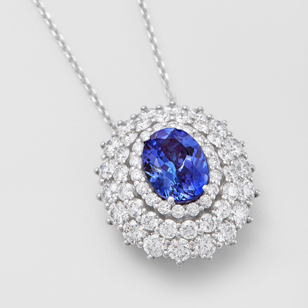 white gold with diamonds and tanzanite necklace