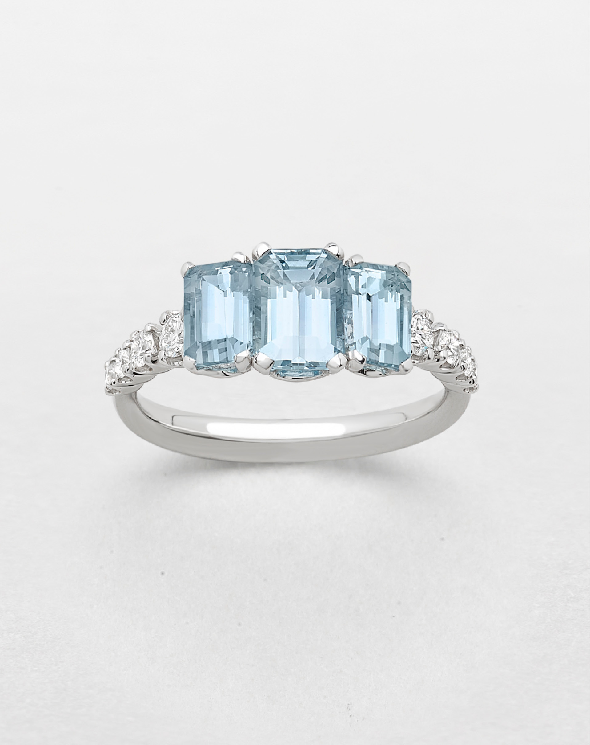 AB16988BA - Antologie Collection - white gold with diamonds and aquamarine ring