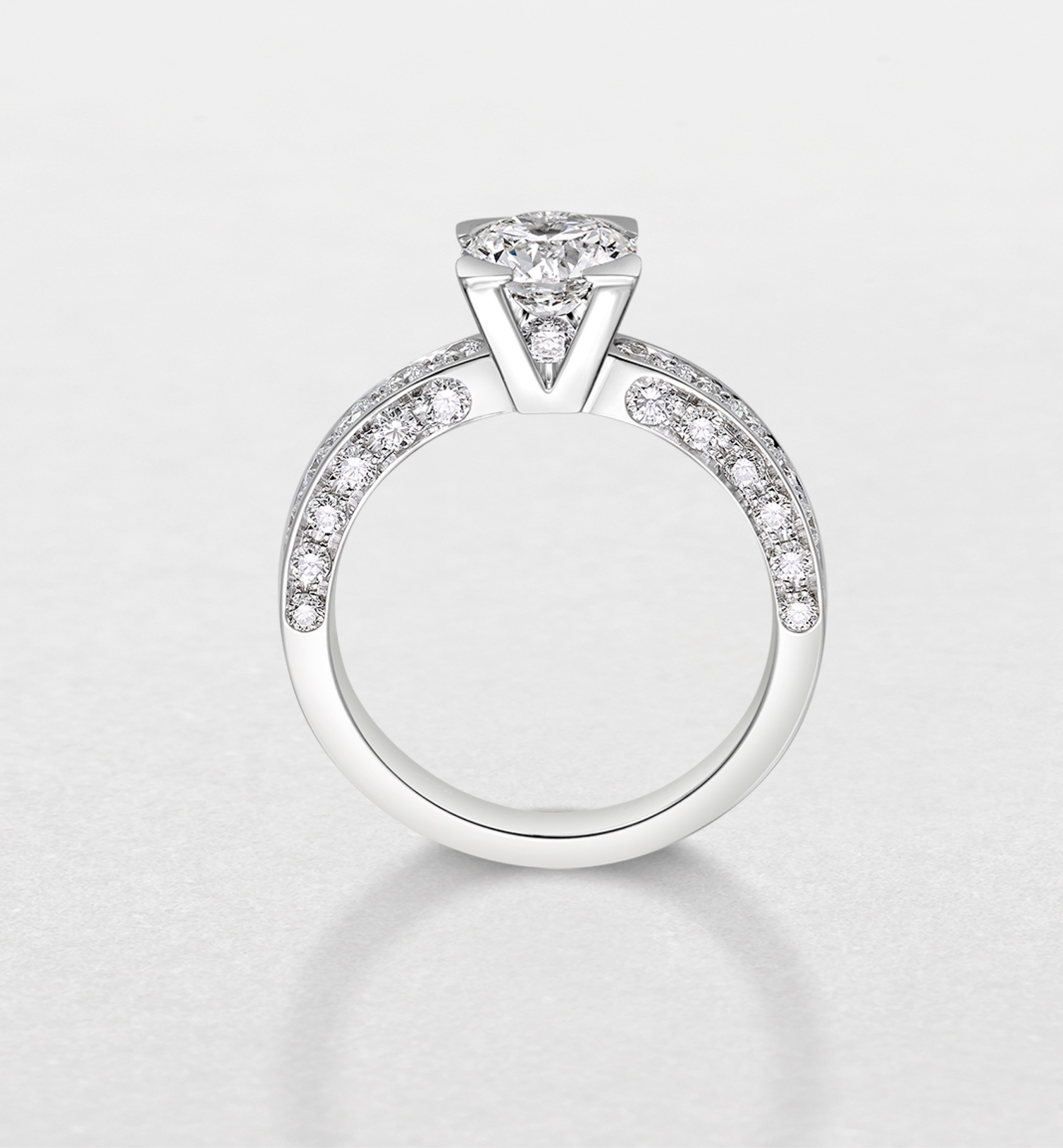 AB15366 - Icona Collection: white gold and diamonds solitaire. Iconic engagement ring by Giorgio Visconti