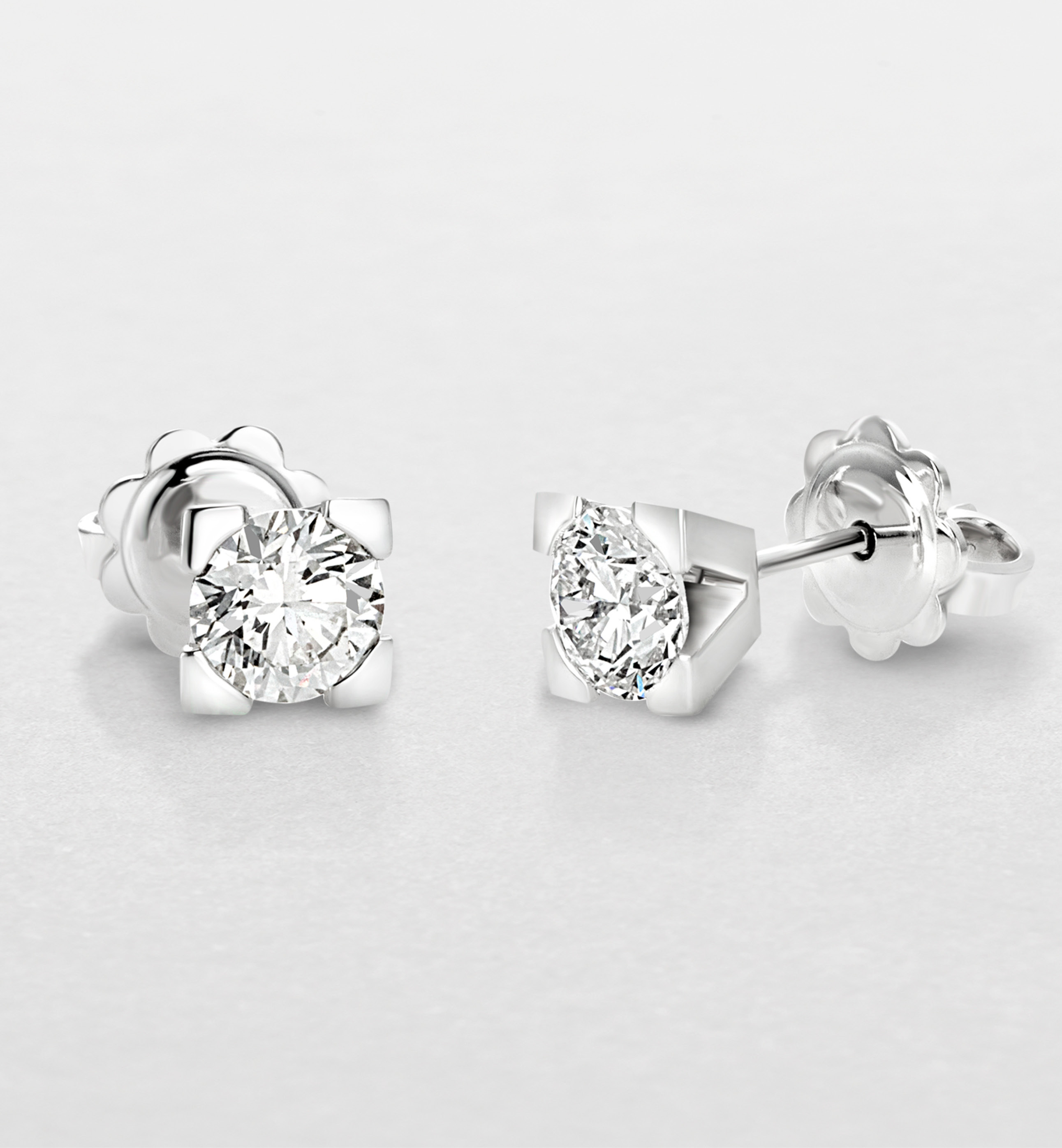 BB37256: white gold and diamonds solitaire earrings - Icona Collection