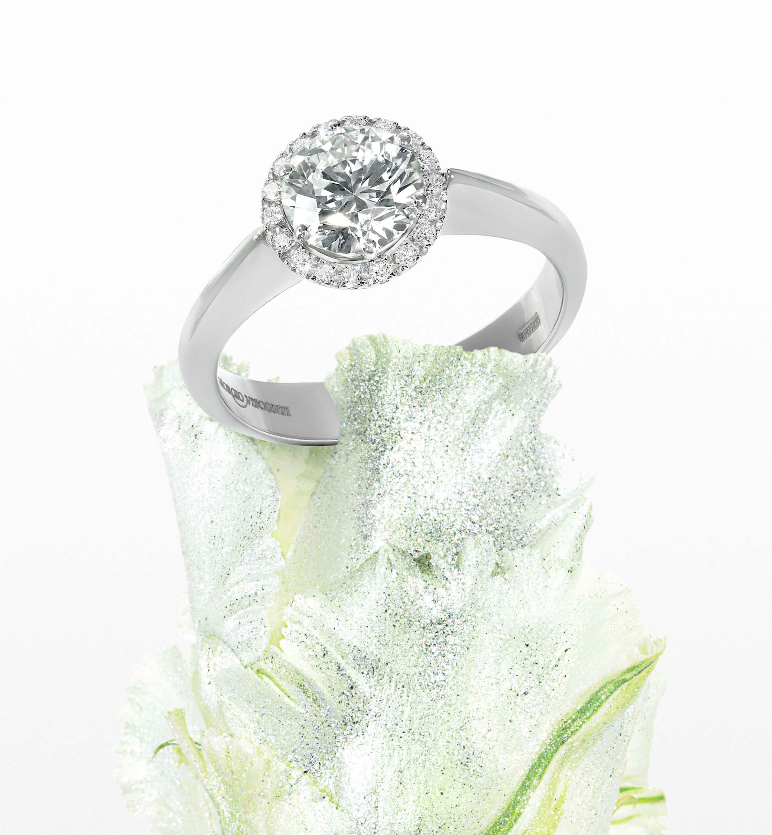 Antologie Collection. Engagement Ring in white gold and diamonds. Brand Made in Italy Giorgio Visconti